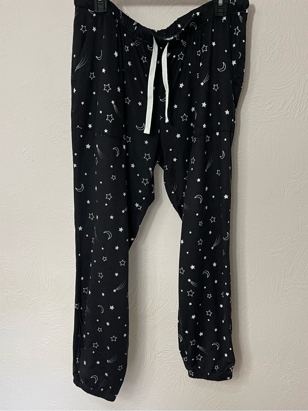 Joyspun Women's Black Star & Moon Lounge Joggers with Drawstring Waist